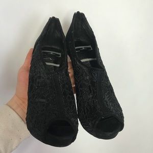 Black lace heels